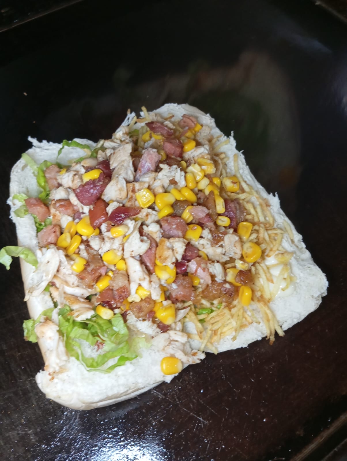 Cachorro quente de frango 