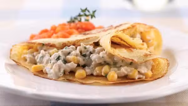 Crepe de Frango com Queijo e Milho