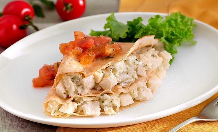 Crepe de palmito c/ tomate e orégano