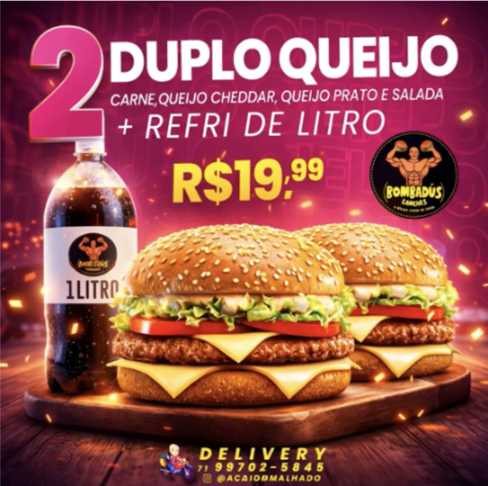 2 Duplo queijo + refrigerante de 1 litro